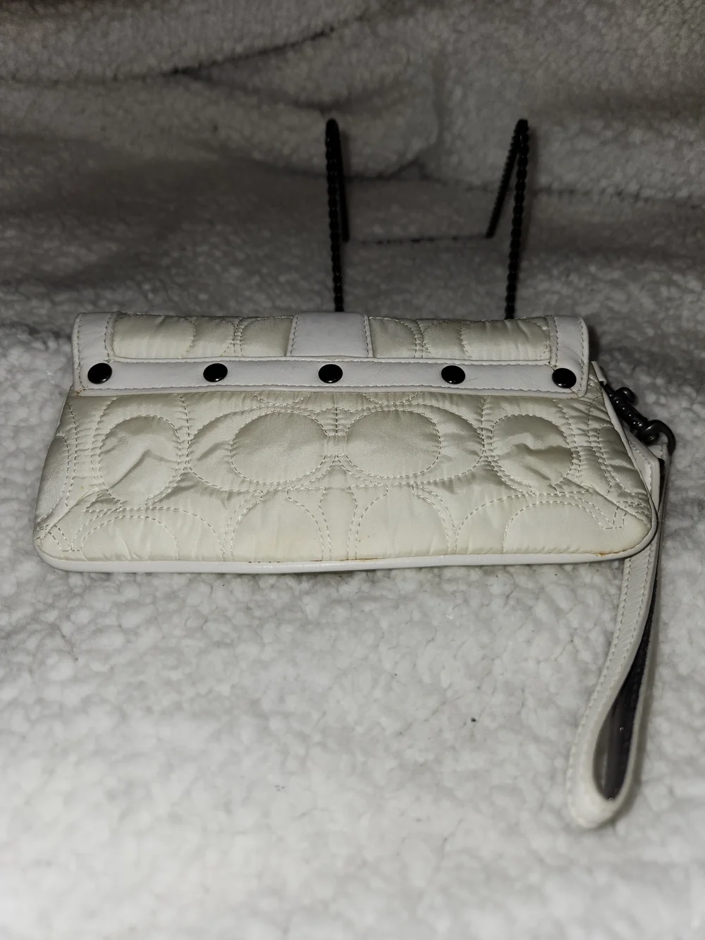 Coach White Quilted Soho Wristlet with Gunmetal Hardware